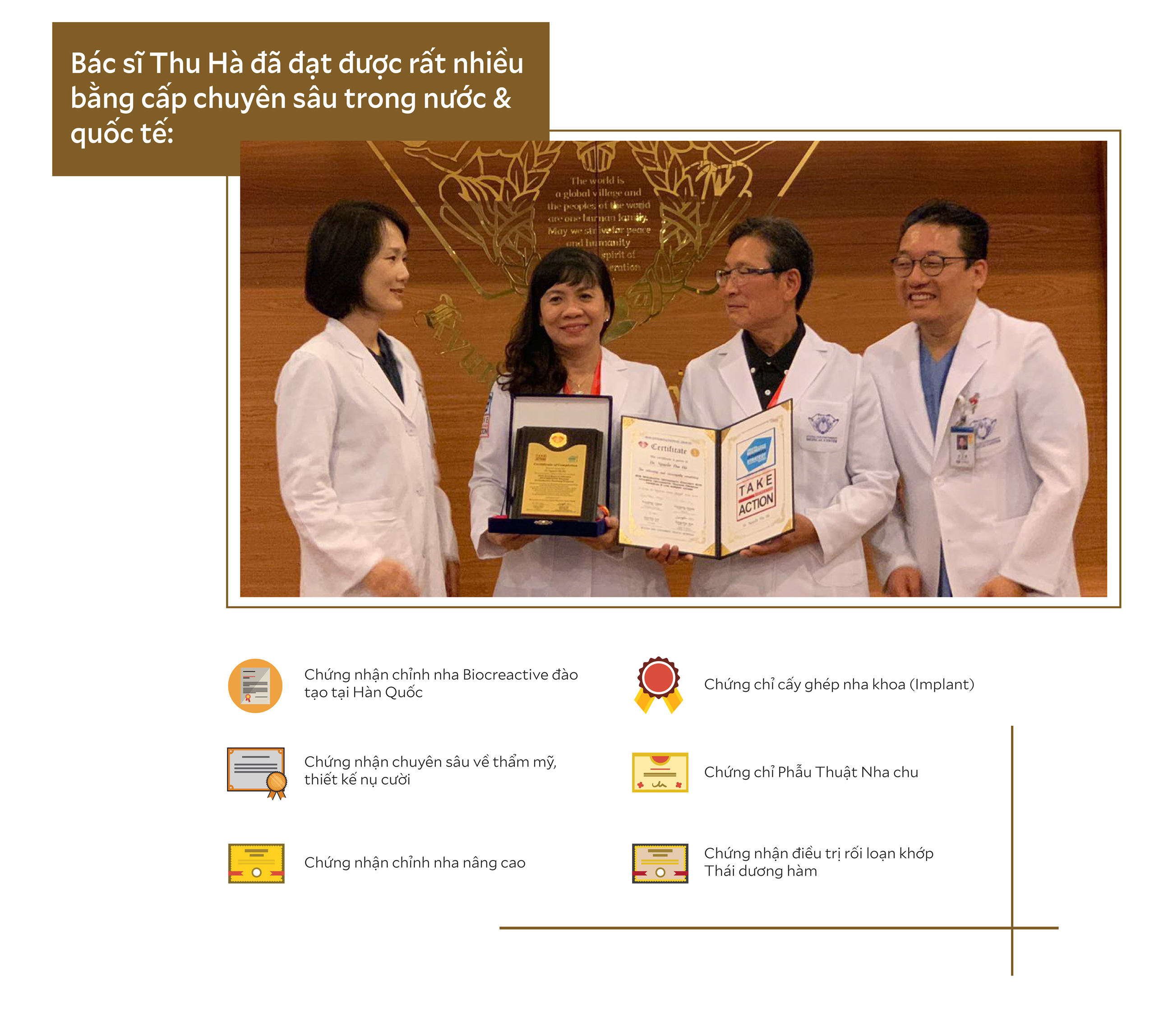 Bác sĩ Nguyễn Thu Hà đã đạt được nhiều bằng cấp chuyên sâu trong nước và quốc tế